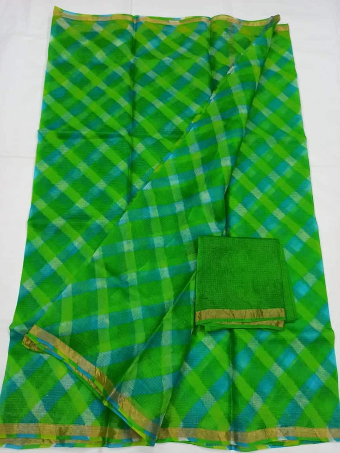 Kota Silk Saree - Green Color