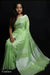 Linen Cotton Mix Green Color Plain Saree - Trend In Need