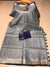 Linen Cotton Mix Grey Color Plain Saree - Trend In Need