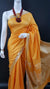 Linen Cotton Mix Orange Color Plain Saree - Trend In Need