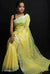 Linen Cotton Mix Yellow Color Plain Saree - Trend In Need