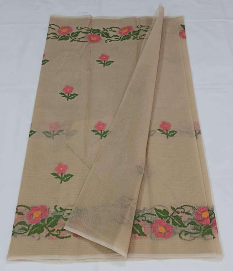 Machine Embroidred Work Kota Doria Cotton Saree - Trend In Need