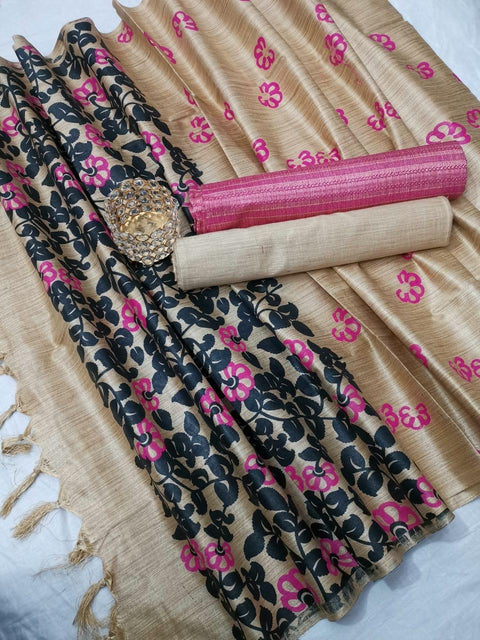 Matka handwoven cotton silk Pink Color Dress Material With handwoven cotton silk Dupatta - Trend In Need