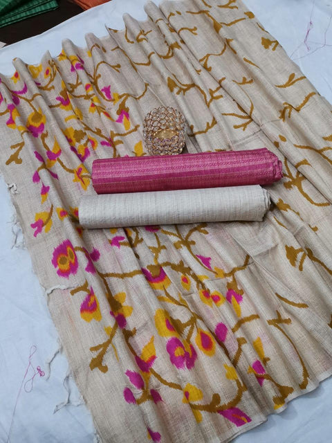 Matka handwoven cotton silk Pink Color Dress Material With handwoven cotton silk Dupatta - Trend In Need
