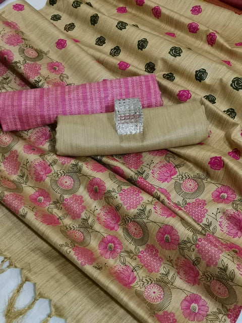 Matka handwoven cotton silk Pink Color Dress Material With handwoven cotton silk Dupatta - Trend In Need