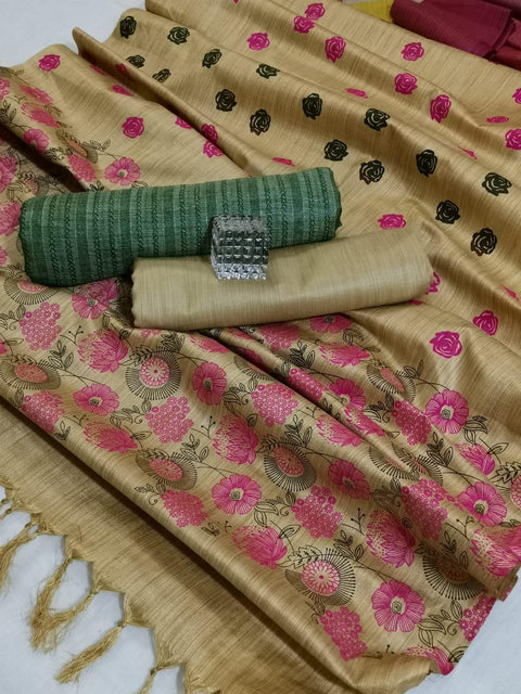 Matka handwoven cotton silk Rama Green Color Dress Material With handwoven cotton silk Dupatta - Trend In Need