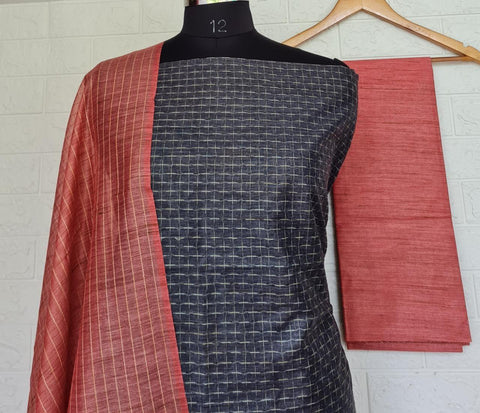 Pink Color Handwoven Cotton Silk Dress Material - Trend In Need