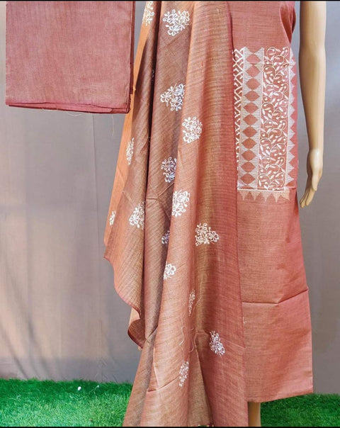 Pink Color Matka Cotton Silk Embroidered Work Suit - Trend In Need