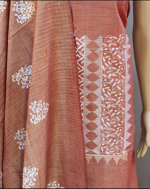 Pink Color Matka Cotton Silk Embroidered Work Suit - Trend In Need
