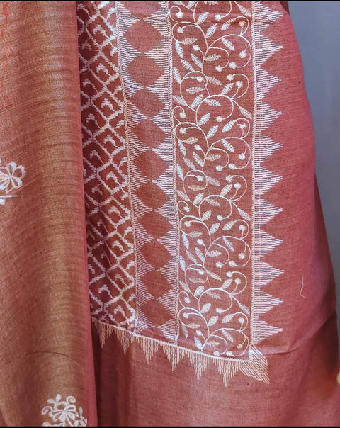 Pink Color Matka Cotton Silk Embroidered Work Suit - Trend In Need