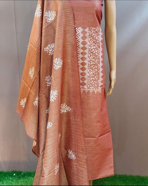 Pink Color Matka Cotton Silk Embroidered Work Suit - Trend In Need