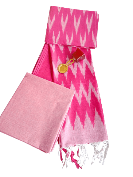 Pink Colour Pure Cotton Ikkat Dress Material - Trend In Need