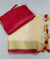 Plain Cream Color Linen Cotton Saree With Contrast Blouse - Trend In Need