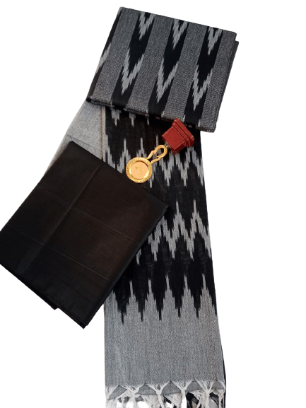Pure Cotton Black Colour Ikkat Dress Material - Trend In Need