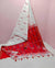 Pure Cotton Ikkat Print White Red Color Saree - Trend In Need