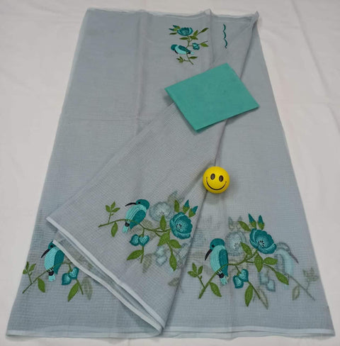 Pure Cotton Kota Doria Embroidered Sarees - Trend In Need