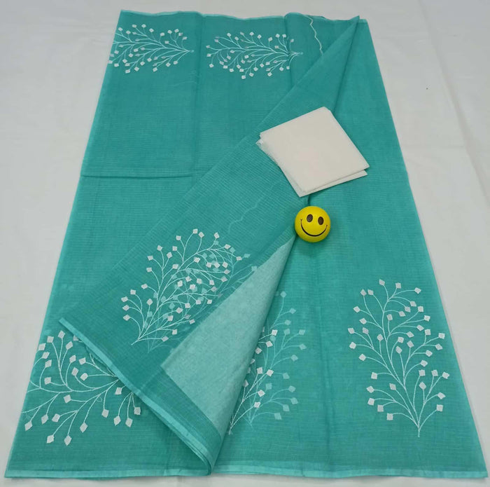Embroidered Work Pure Cotton Kota Saree - Green