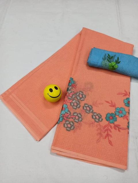 Pure Cotton Kota Doria Embroidered Sarees - Trend In Need