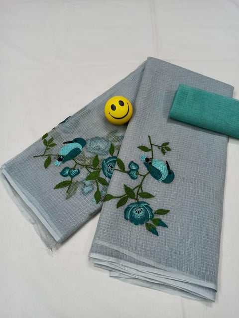 Pure Cotton Kota Doria Embroidered Sarees - Trend In Need