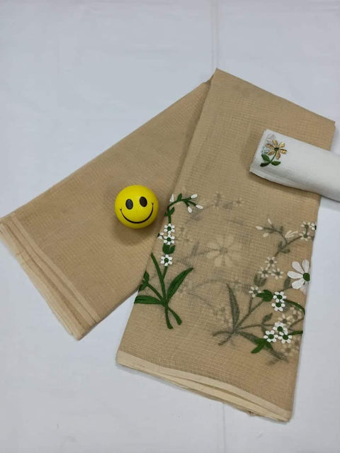 Pure Cotton Kota Doria Embroidered Sarees - Trend In Need