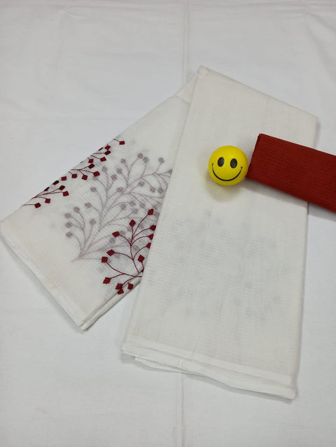 Pure Cotton Kota Doria Embroidered Sarees - Trend In Need