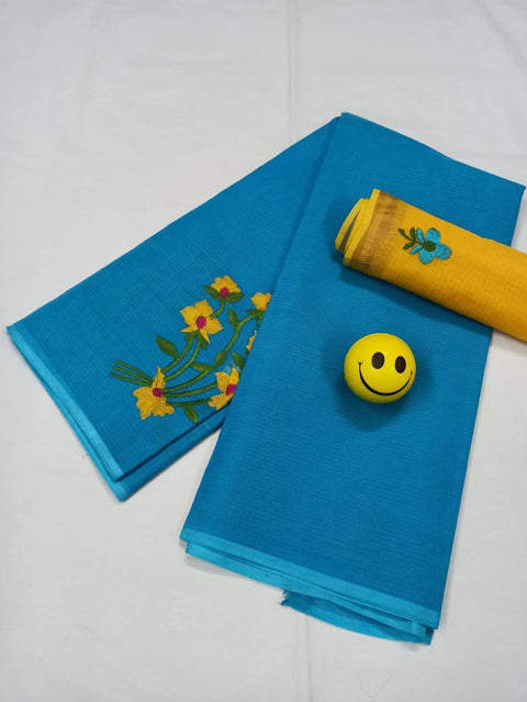 Pure Cotton Kota Doria Embroidered Sarees - Trend In Need
