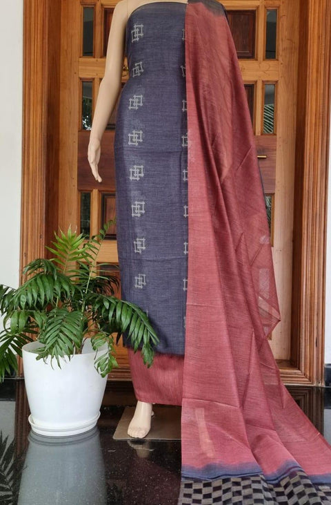 Purple Color Handwoven Cotton Baswada Silk Woven Dress Material - Trend In Need